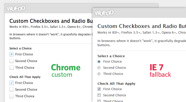 Custom Checkbox / Radio Button Comparison