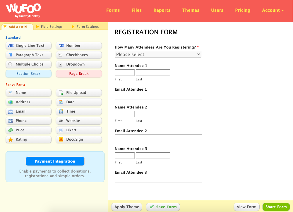wufoo registration form 2