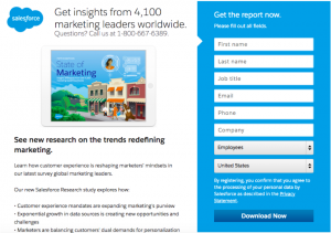 Landing page for a report from Salesforce